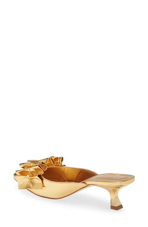 Shop Avec Les Filles Bella Ruffle Kitten Heel Mule In Gold