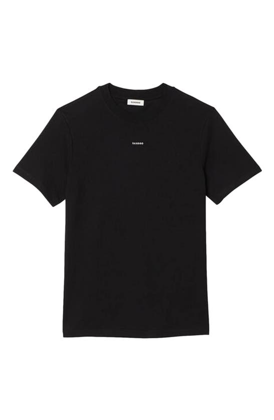 Shop Sandro Logo Cotton T-shirt In Black