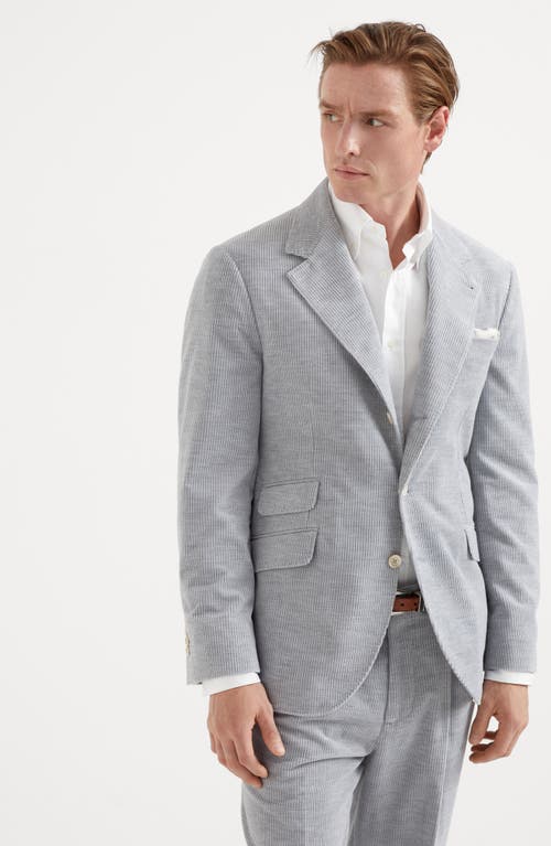 Shop Brunello Cucinelli Cotton And Cashmere Mélange Corduroy Deconstructed Cavallo Blazer In Silver