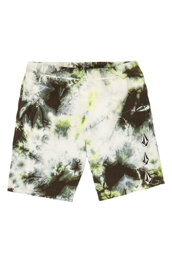 Volcom Iconic Stone Fleece Shorts In Limetiedye
