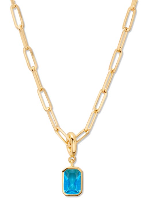 Mackenzie Birthstone Paper Clip Chain Pendant Necklace in Gold - December