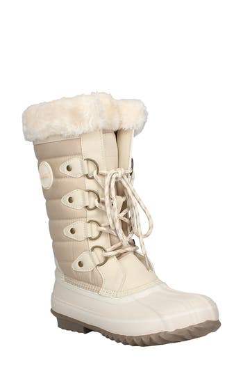 Khombu Denise Faux Fur Lined Boot In Off White