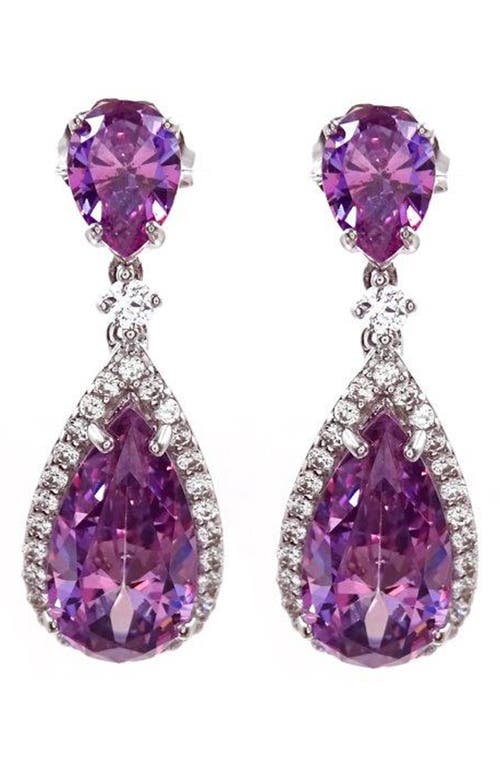 Gemstone Double Drop Earrings in Purple
