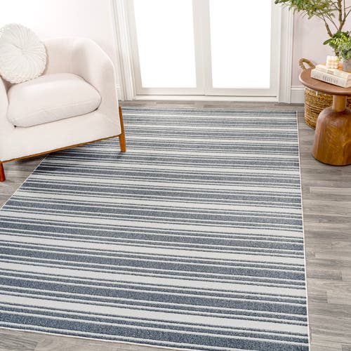 Jonathan Y Fawning Two-tone Striped Classic Low-pile Machine-washable Polyester Rug In Cream/dark Gray