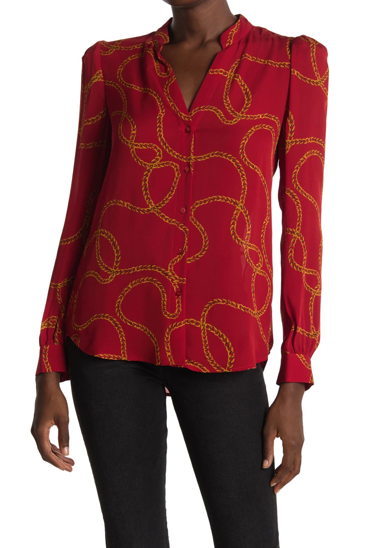 chain print long sleeve top