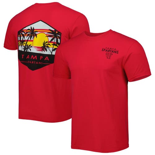 IMAGE ONE Men's Red University of Tampa Spartans Landscape Shield T-Shirt
