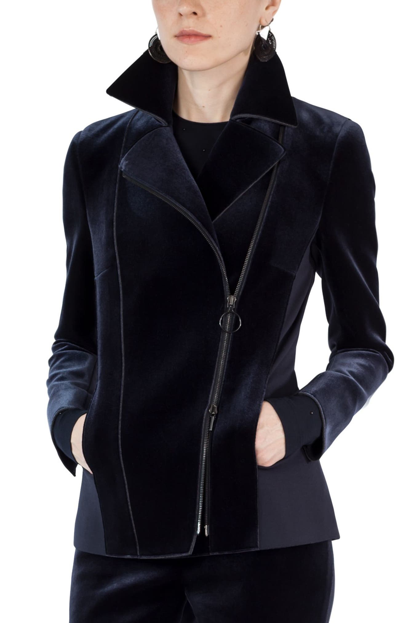 Akris punto Velvet & Jersey Moto Jacket Nordstrom