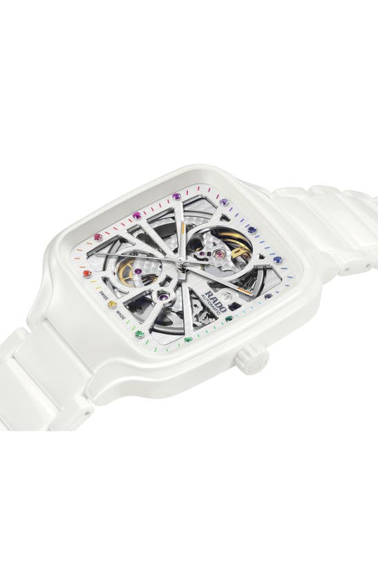 Rado True Square Automatic Open Heart Watch, 38mm X 44mm In White
