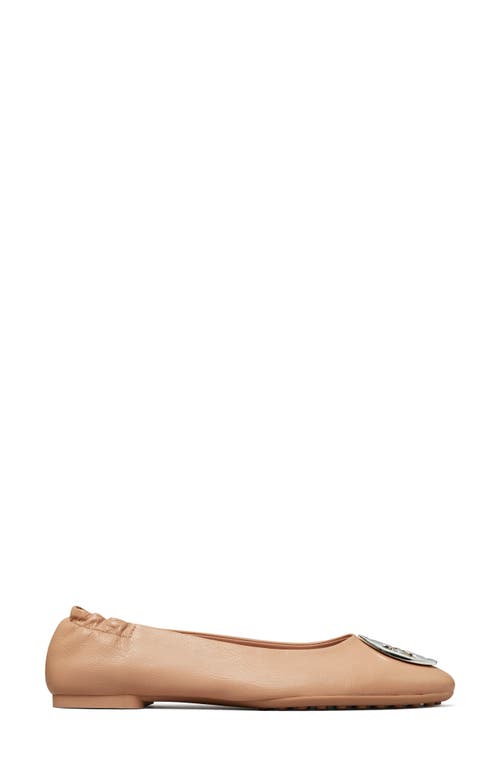 Shop Tory Burch Claire Ballet Flat In Light Sand/gold/silver