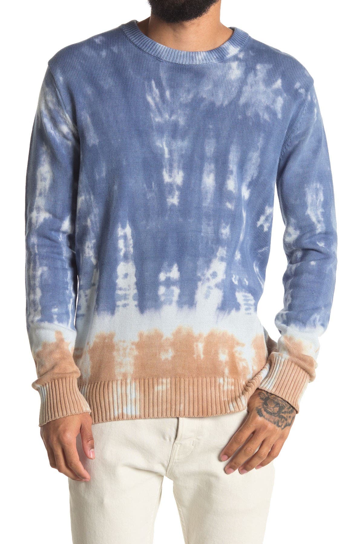 tie dye crew neck sweater