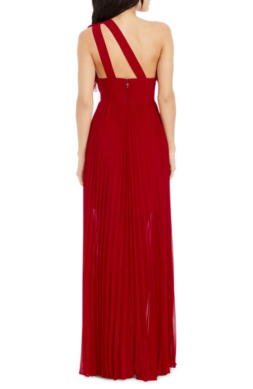DRESS THE POPULATION DRESS THE POPULATION VIDA ONE-SHOULDER PLEATED CHIFFON GOWN