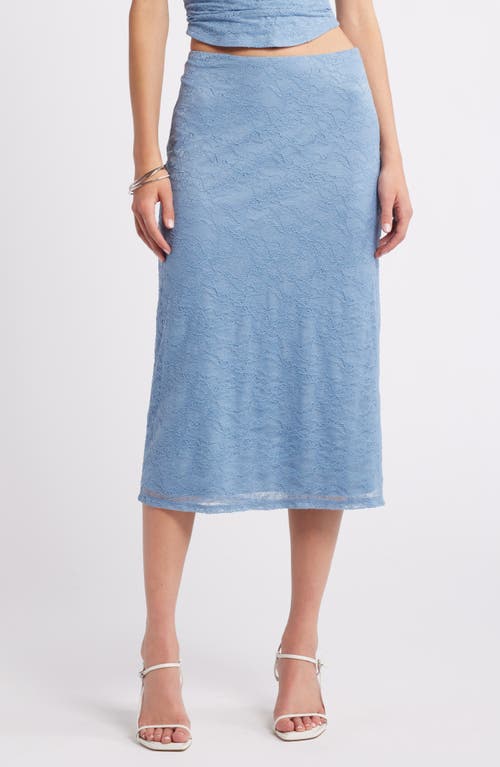 Shop Open Edit Floral Lace Midi Skirt In Blue Chambray