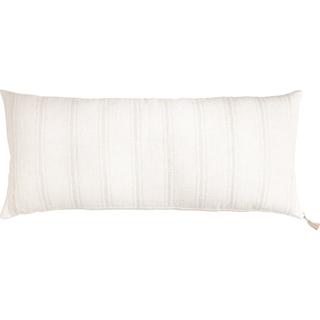 Anaya So Soft Striped Linen Pillow In White With Beige Stripes