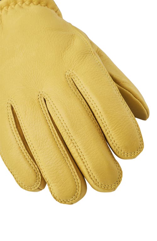 Shop Hestra Tore Deerskin Leather Gloves In Yellow