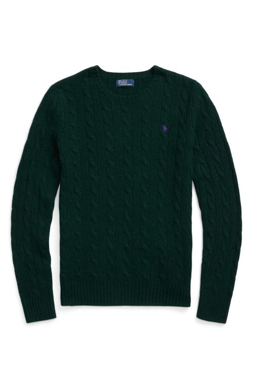 Polo Ralph Lauren Wool And Cashmere Cable Knit Crew Neck Sweater In Moss Agate