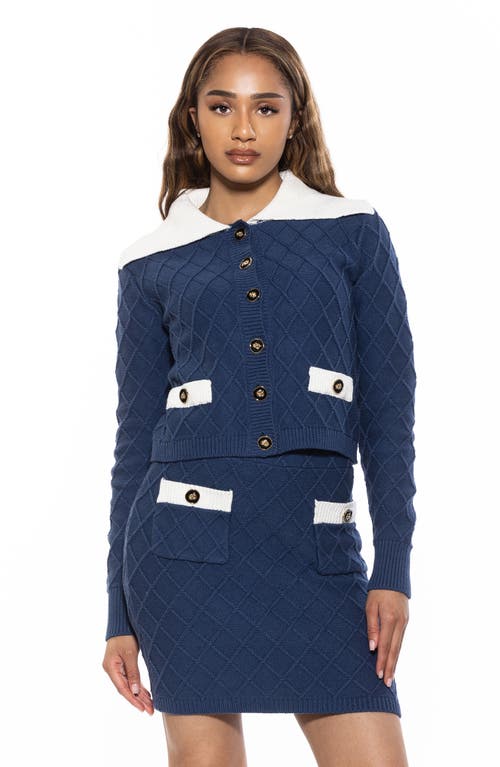 Alexia Admor Pattern Cardigan In Denim Blue