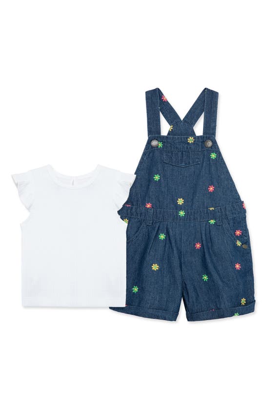 Little Me Babies' Embroidered Jumper & Ruffle Top Set In Blue