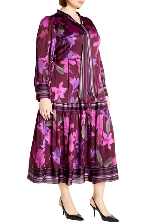 Shop City Chic Suzanne Print Long Sleeve Maxi Dress In Lavish Lily