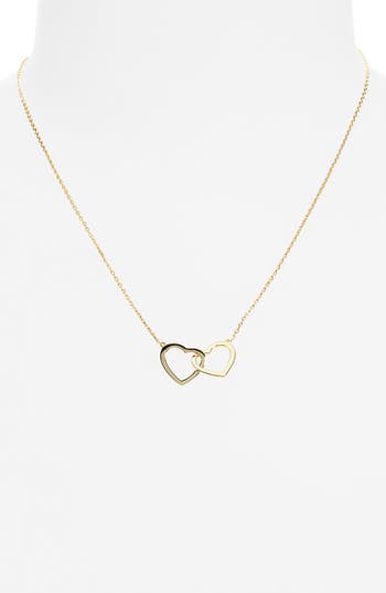 Argento Vivo Sterling Silver Double Open Heart Necklace In Gold