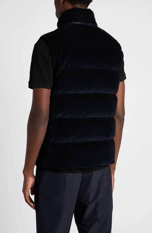 Shop Moncler Acrab Corduroy Down Puffer Vest In Dark Blue