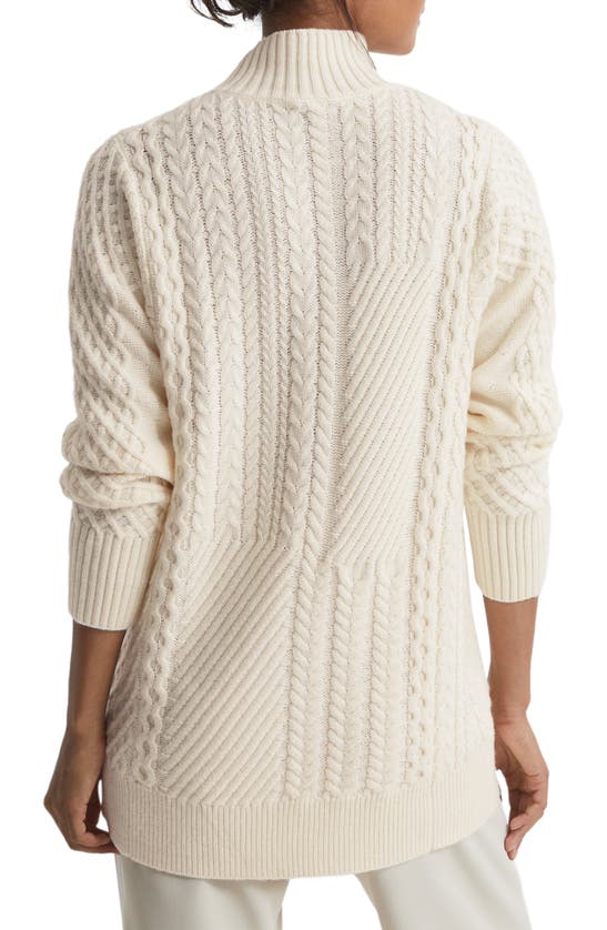 Reiss Martha Cable Stitch Wool Blend Mock Neck Sweater In Cream