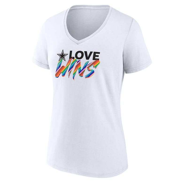 Shop Fanatics Branded White Dallas Cowboys Love Wins V-neck T-shirt
