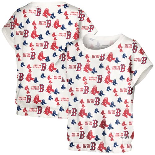 Women's Lusso White Boston Red Sox Madge Dolman Tri-Blend T-Shirt