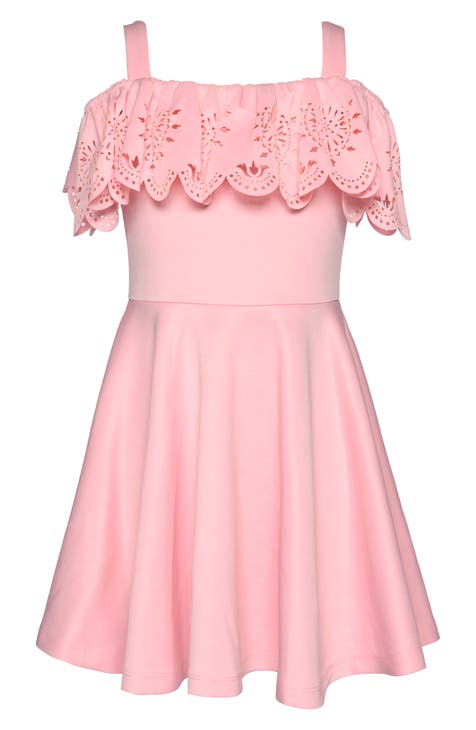 Kids' Lasercut Ruffle Cold Shoulder Dress (Big Kid)