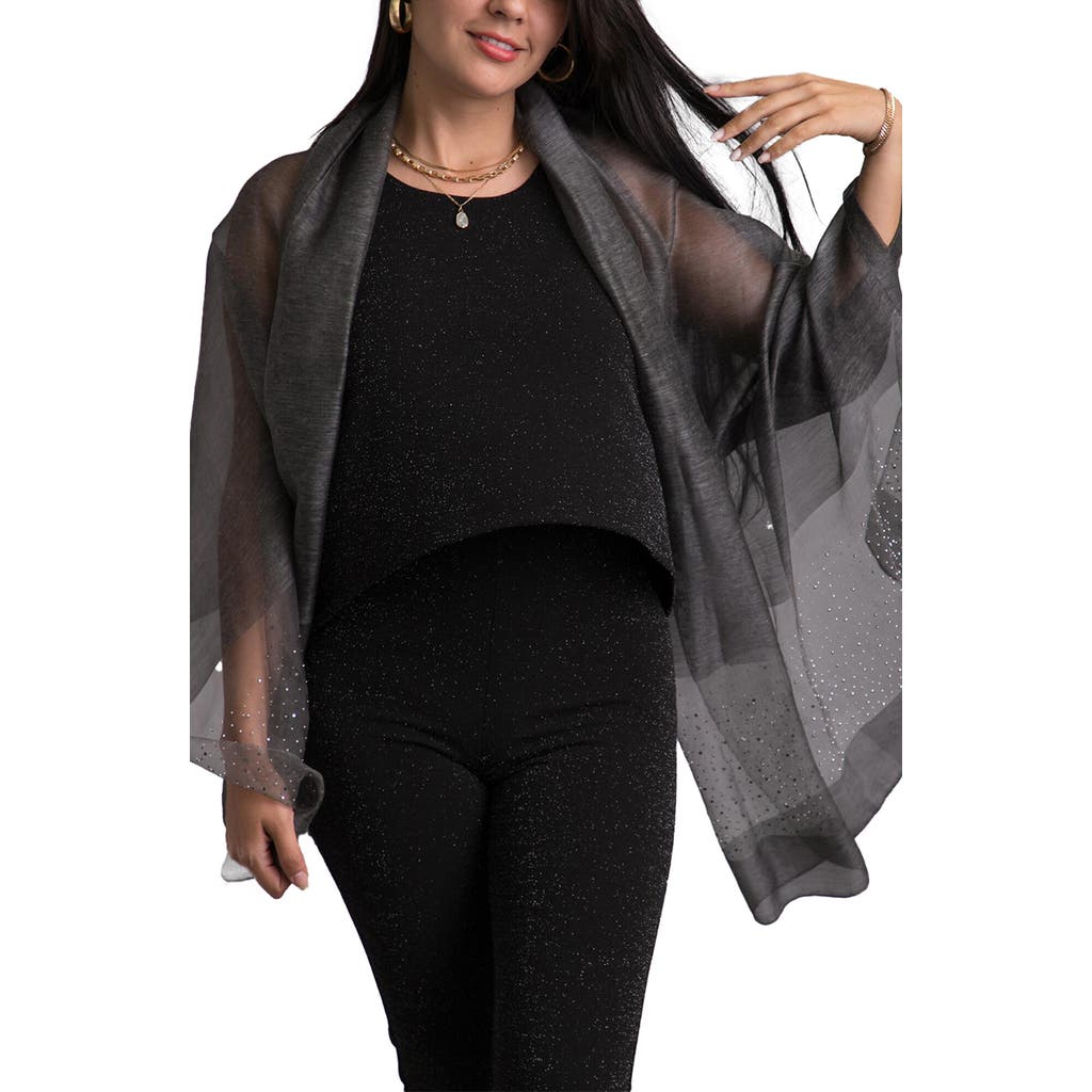 Saachi Crystal Embellished Silk & Wool Scarf In Grey