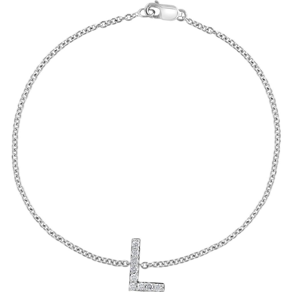 Effy Sterling Silver Diamond Initial Bracelet In Silver/l