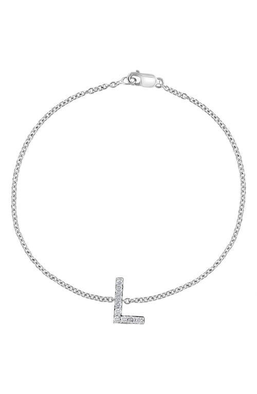 Effy Sterling Silver Diamond Initial Bracelet In Silver/l