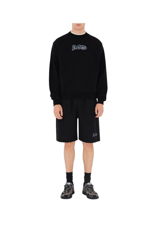 Shop Burberry Logo Cotton Shorts In Coal