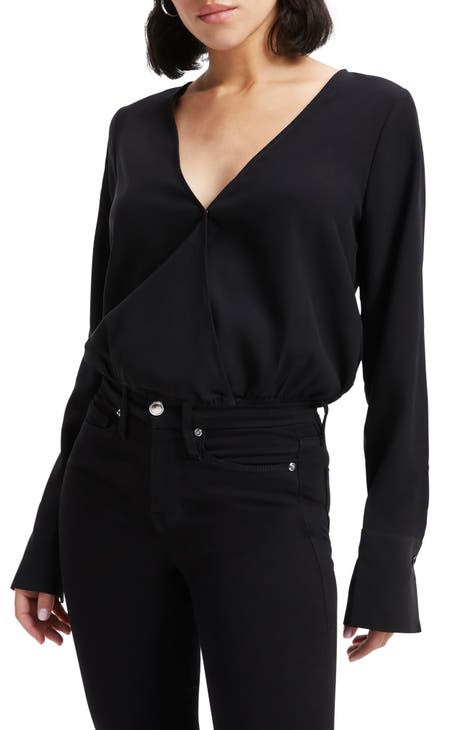 Good Touch Long Sleeve Faux Wrap Top (Regular & Plus Size)