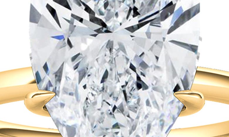 Hautecarat Pear Cut Lab Created Diamond Ring In 18k Yellow Gold