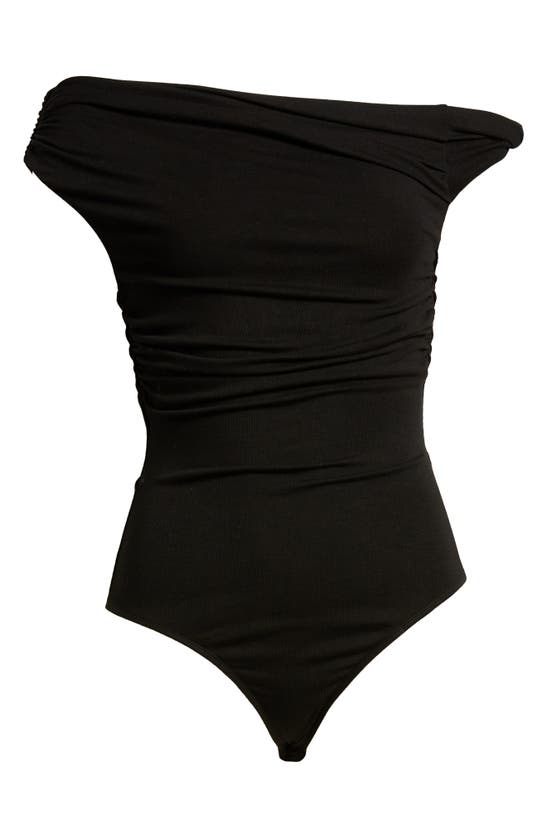Shop Astr Fiora One-shoulder Bodysuit In Black