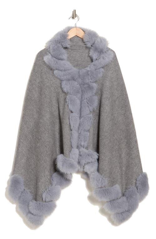 La Fiorentina Faux Fur Trimmed Wrap In Grey