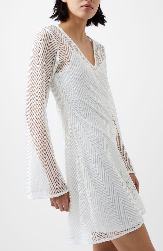 Shop French Connection Rudy Textured Long Sleeve Knit Minidress In Summer White