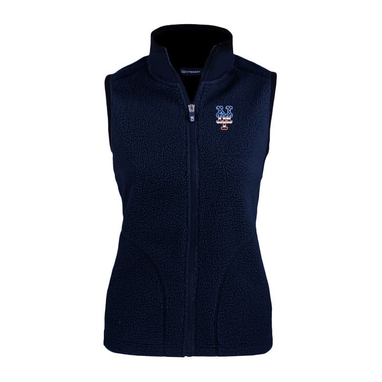 Shop Cutter & Buck Navy New York Mets Cascade Eco Sherpa Fleece Full-zip Vest