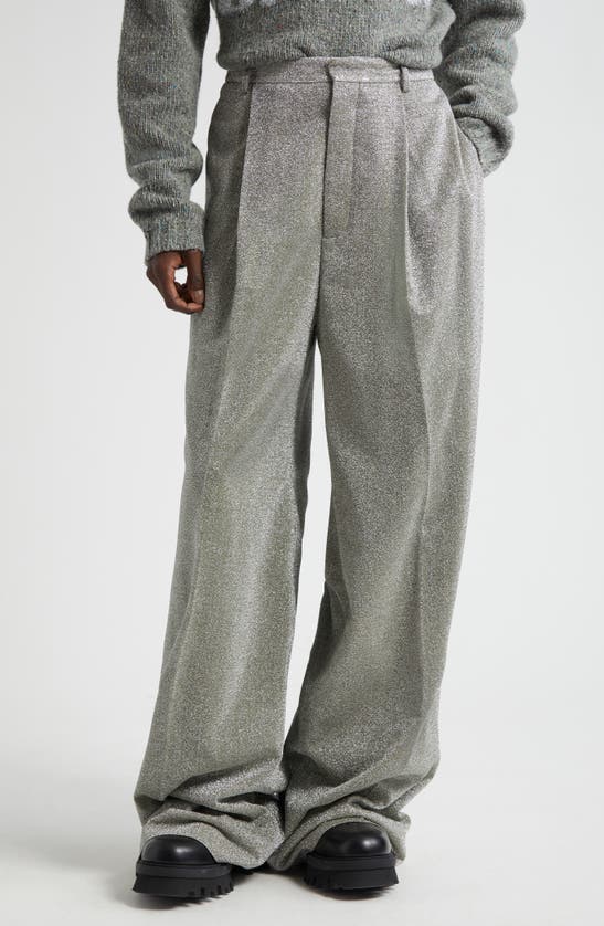 Shop Erl Gender Inclusive Tailored Lamé Pants In Gunmetal