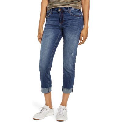 Kut From The Kloth Amy Frayed Crop Straight Leg Jeans, Blue