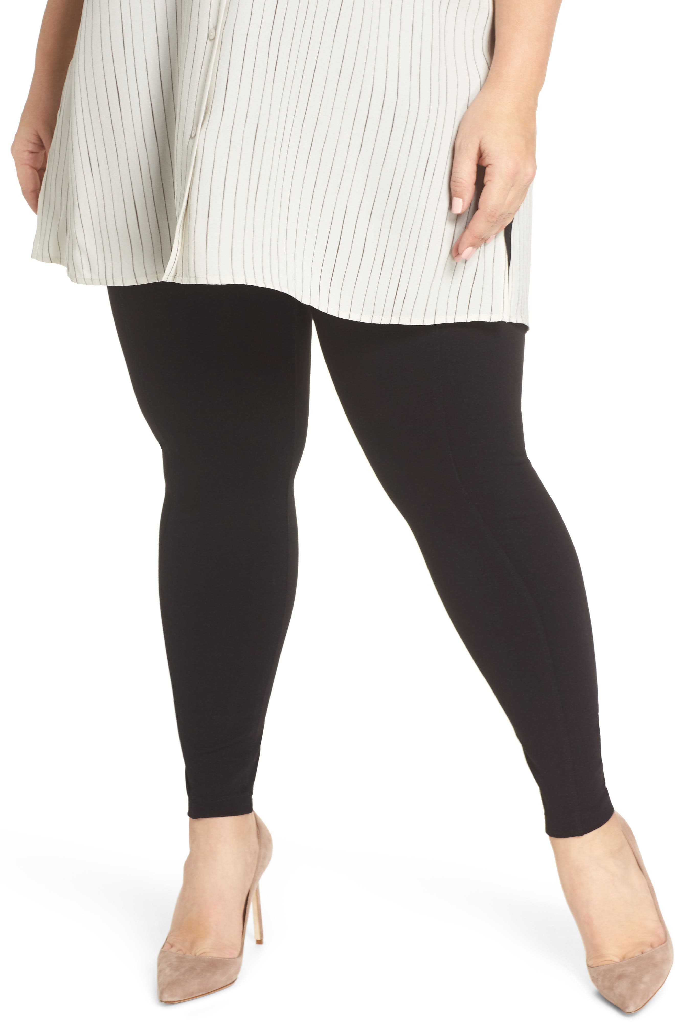 Plus Size Liverpool Reese Pintuck Ponte Leggings, Black