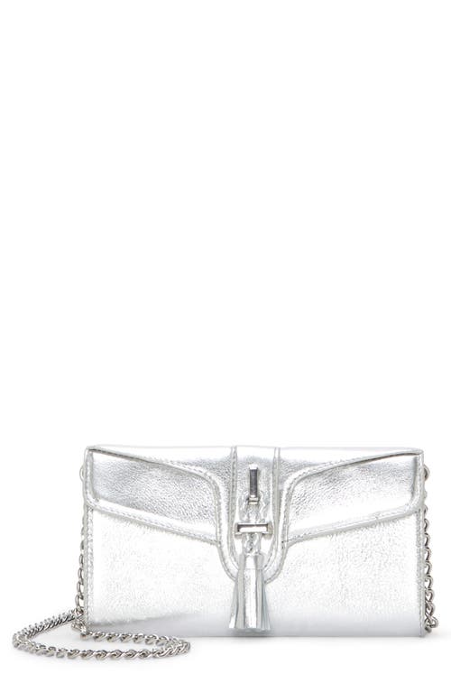 Shop Vince Camuto Maecy Leather Wallet On A Chain In Metallic Silver