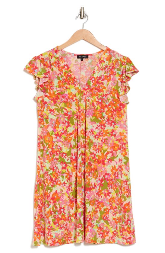 Shop 1.state Floral Ruffle Sleeve Minidress In Paradise Pink