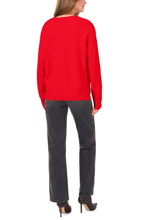 Shop Vince Camuto Cropped Crewneck Sweater In Bright Cherry