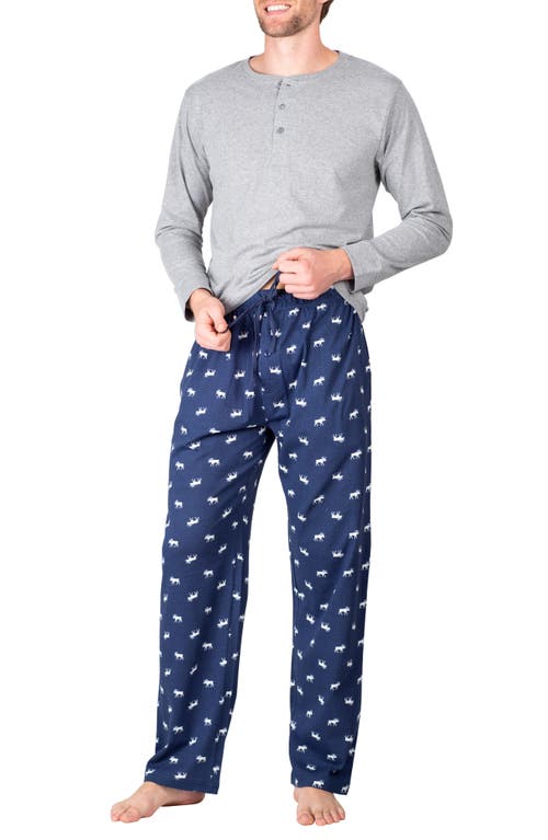 Sleephero Knit Pajamas In Grey With Moose