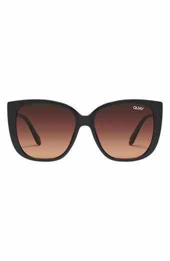 Quay Quay After Party Womens Square Sunglasses in Black