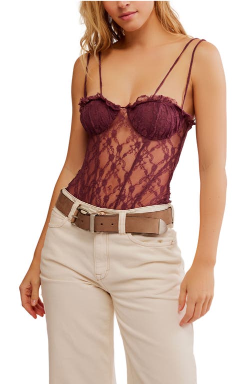 Shop Free People If You Dare Lace Bodysuit In Wild Ginger