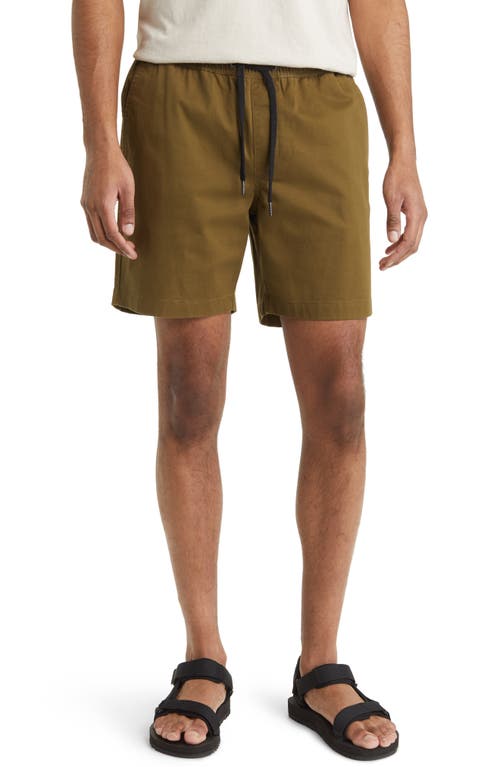 Solid Deck Stretch Cotton Shorts in Olive Dark