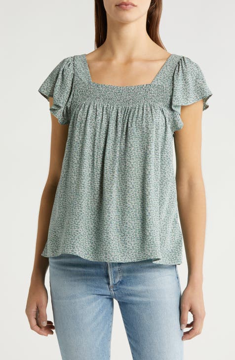 Lucky Brand, Tops, Lucky Brand Mixed Print Sheer Sleeve Top Xs Nwt
