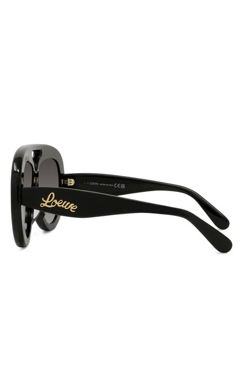 Shop Loewe Curvy 55mm Gradient Pilot Sunglasses In Shiny Black/gradient Smoke